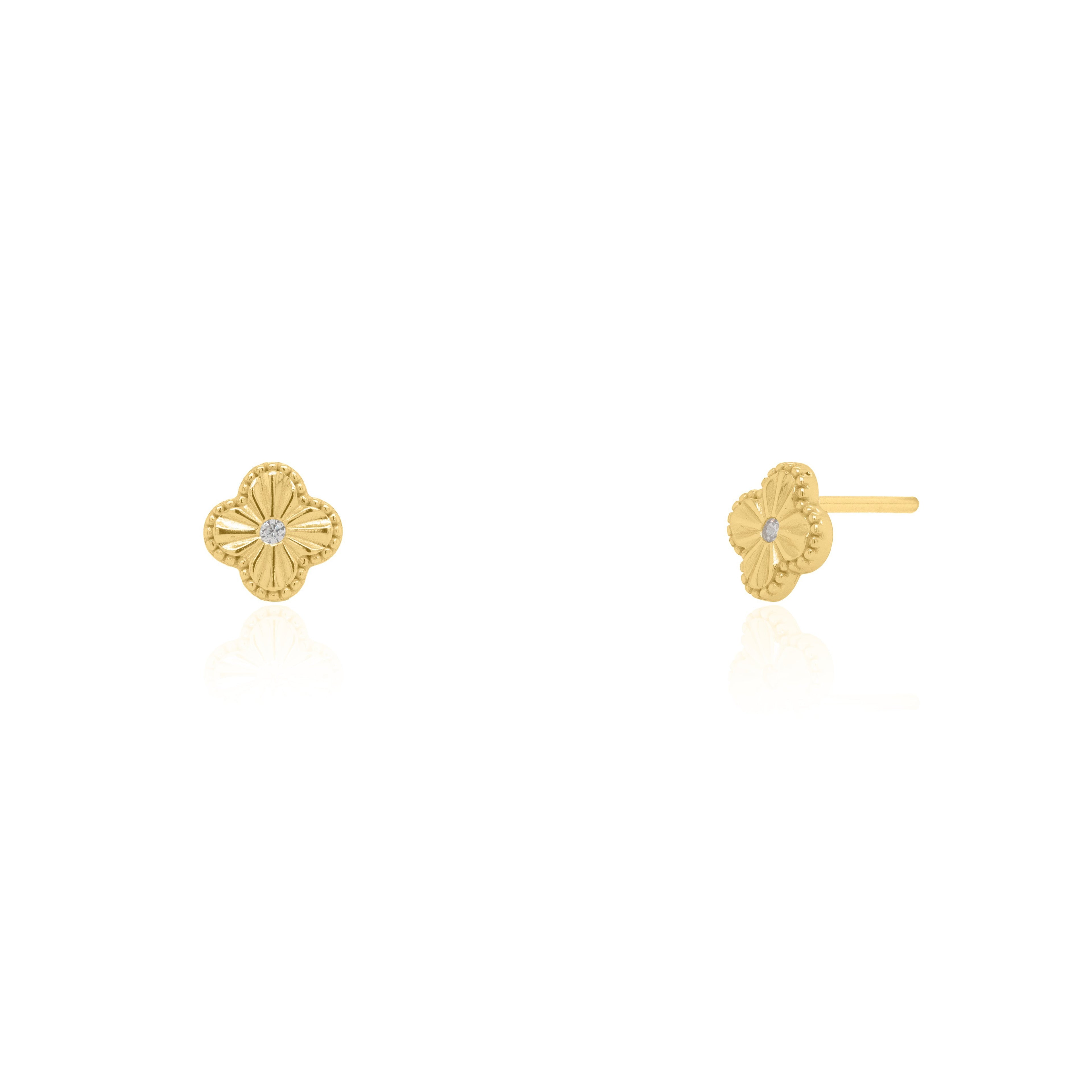 Sterling Silver Clover Stud Earrings - 14kt Gold Vermeil