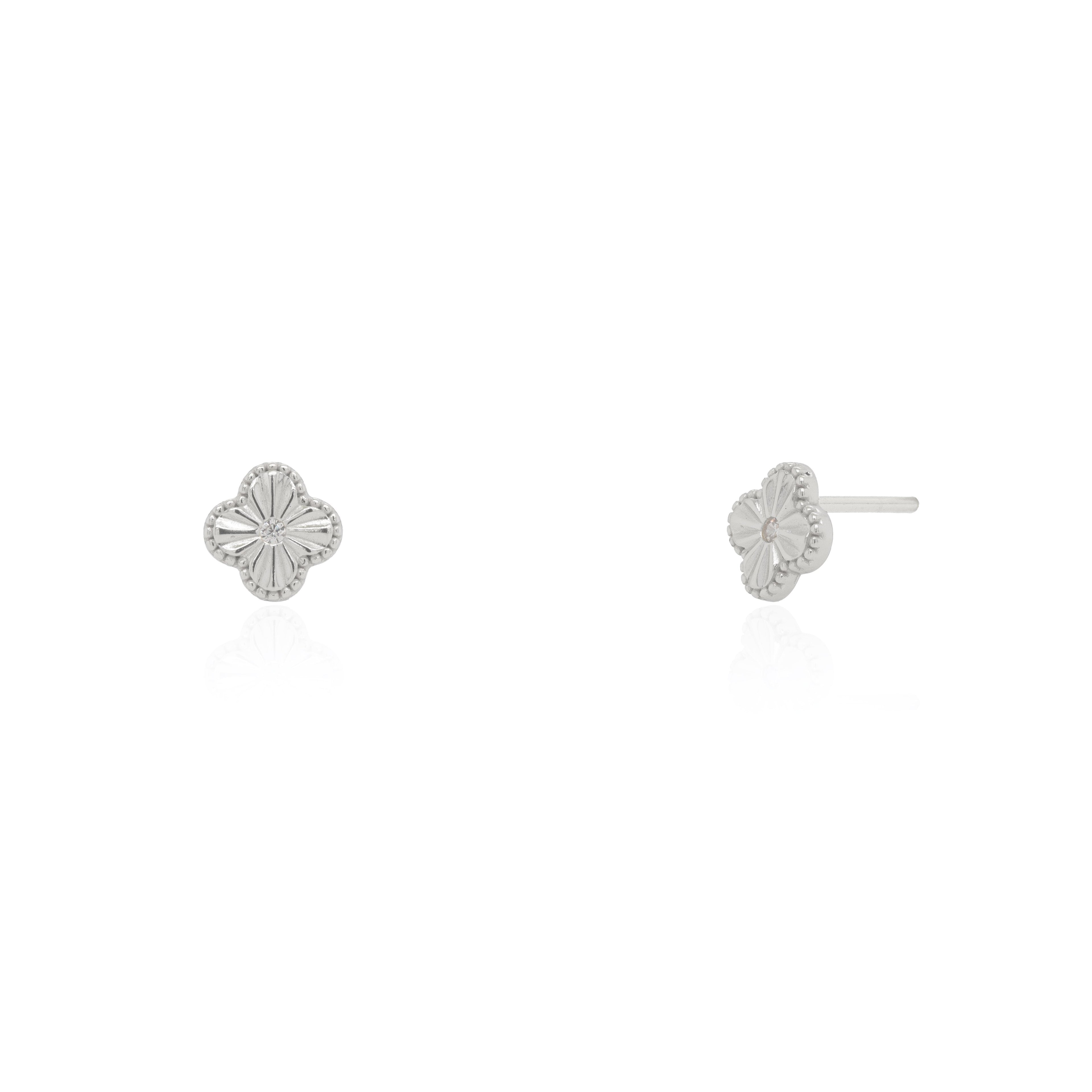 Sterling Silver Clover Stud Earrings