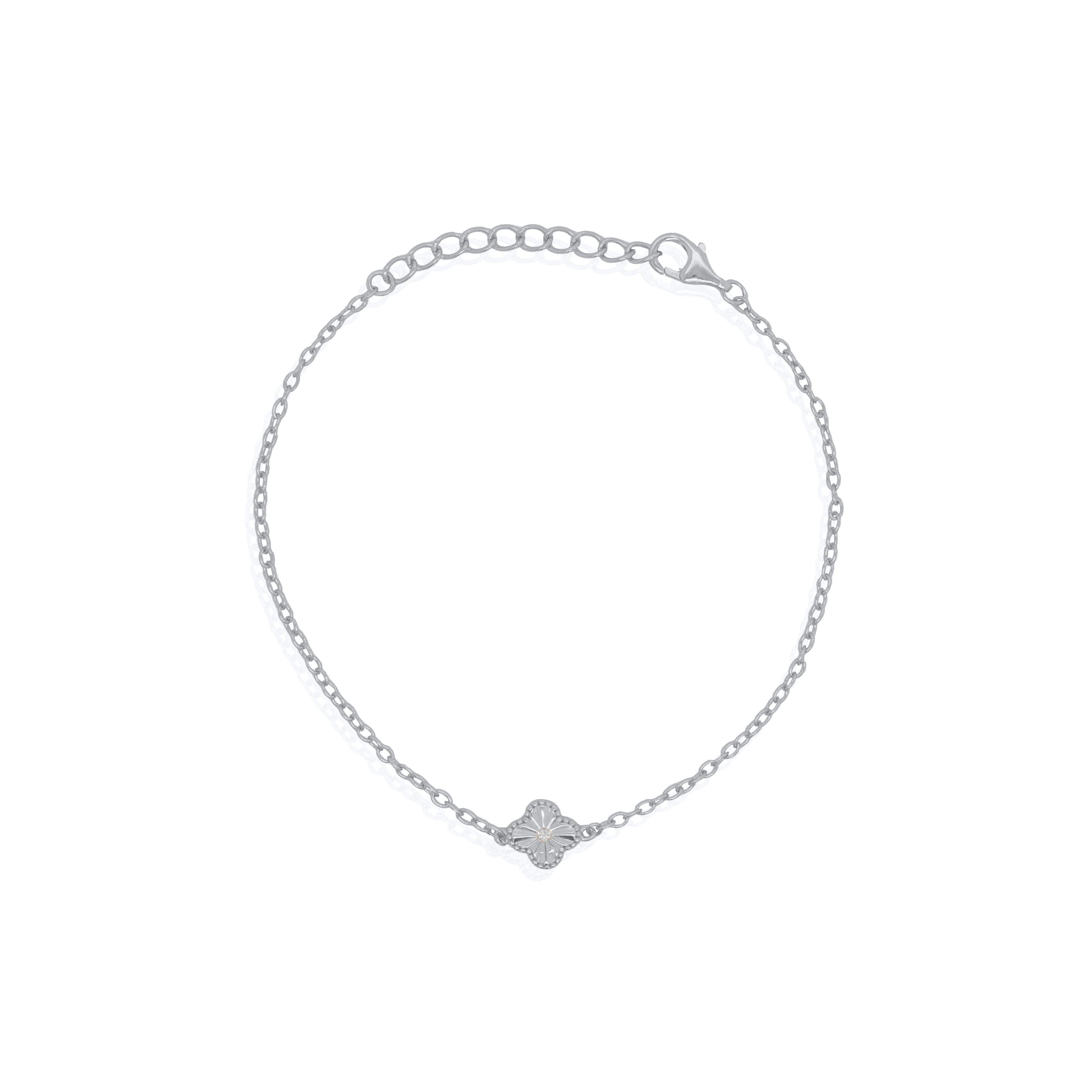 Sterling Silver CZ Clover Bracelet