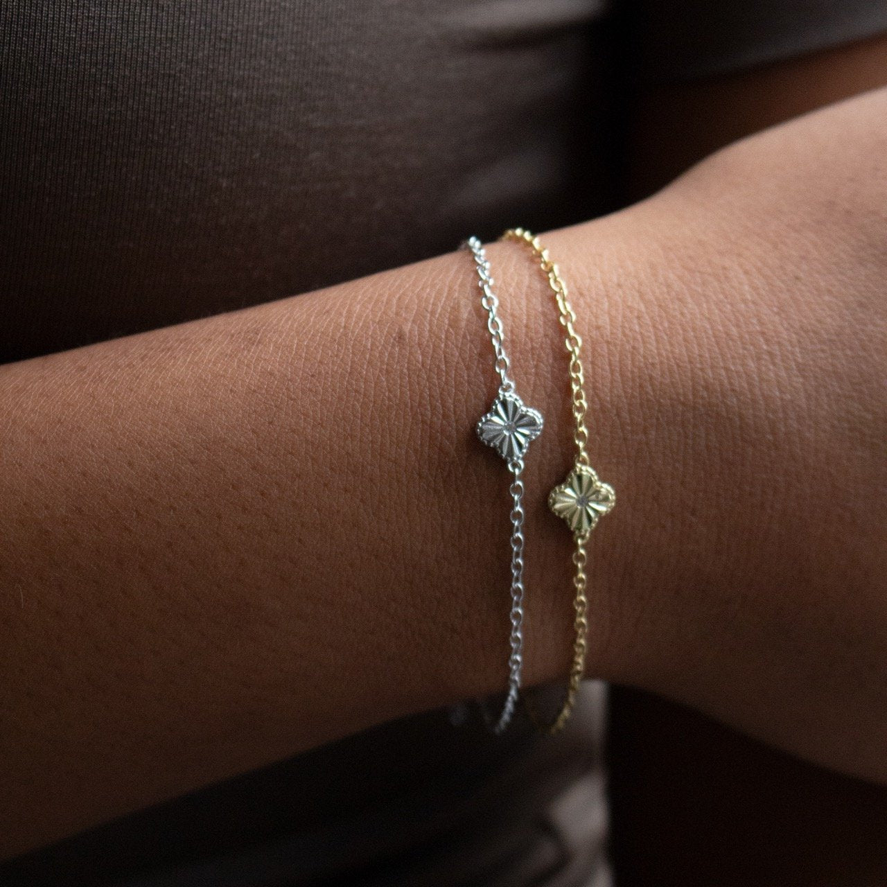 Sterling Silver CZ Clover Bracelet