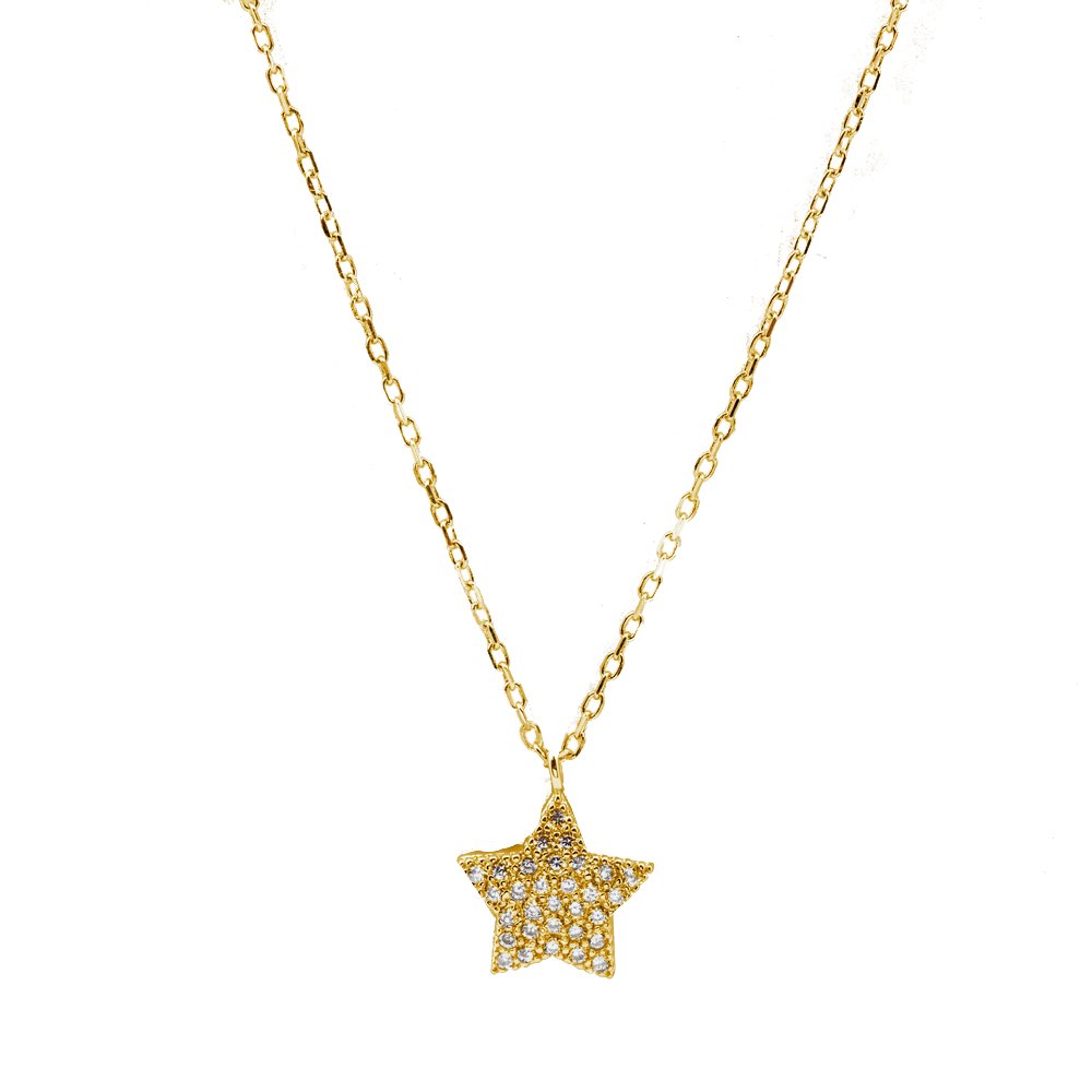 Sterling Silver 14kt Gold Vermeil CZ studded Star Necklace