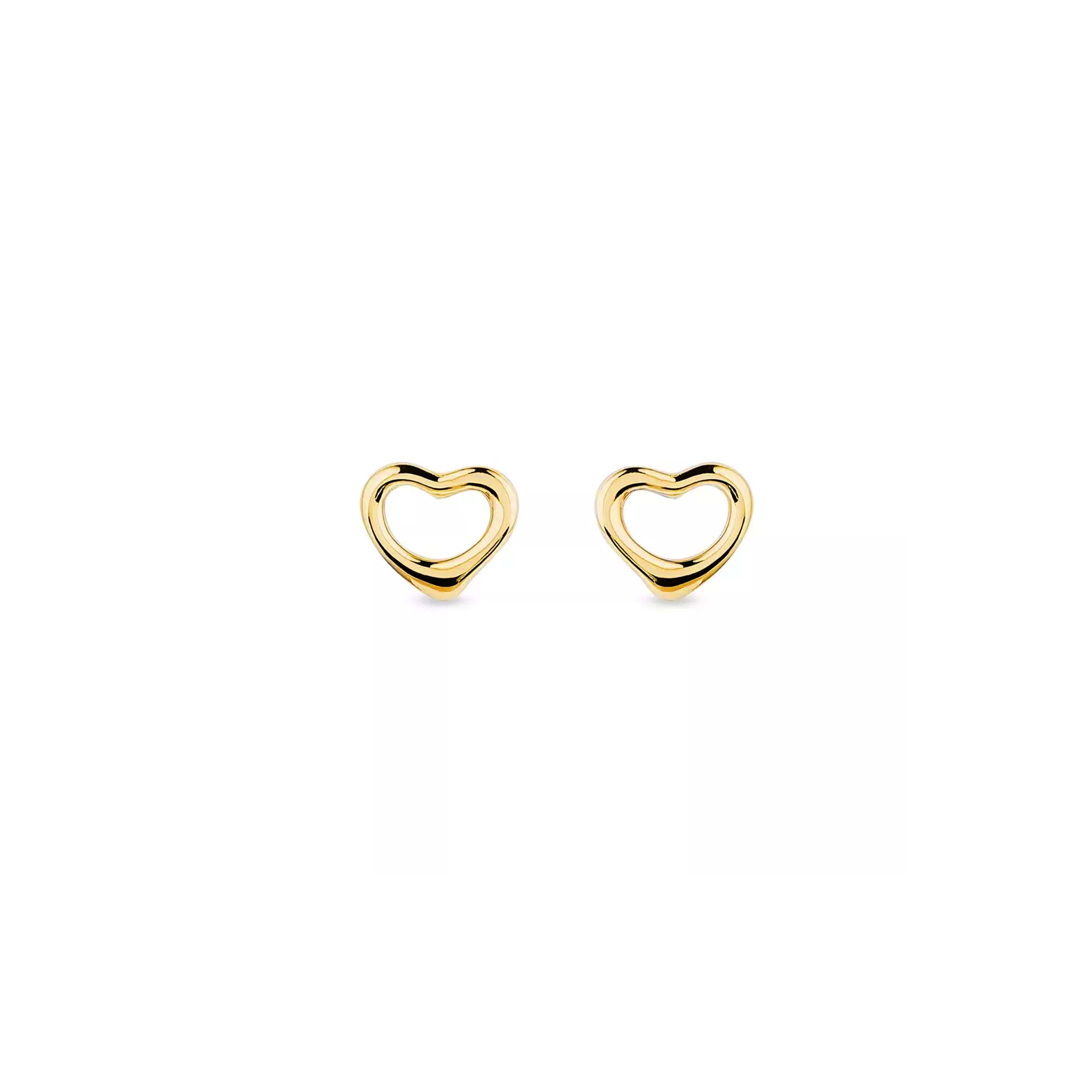 Sterling Silver Open Heart Studs - 14kt Gold Vermeil
