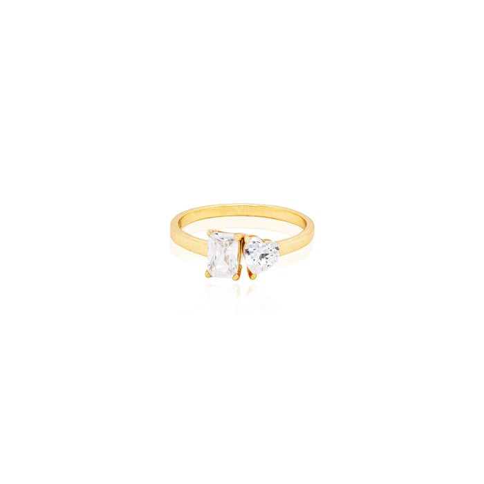 Sterling Silver Moi Et Toi CZ Ring - 14kt Gold Vermeil