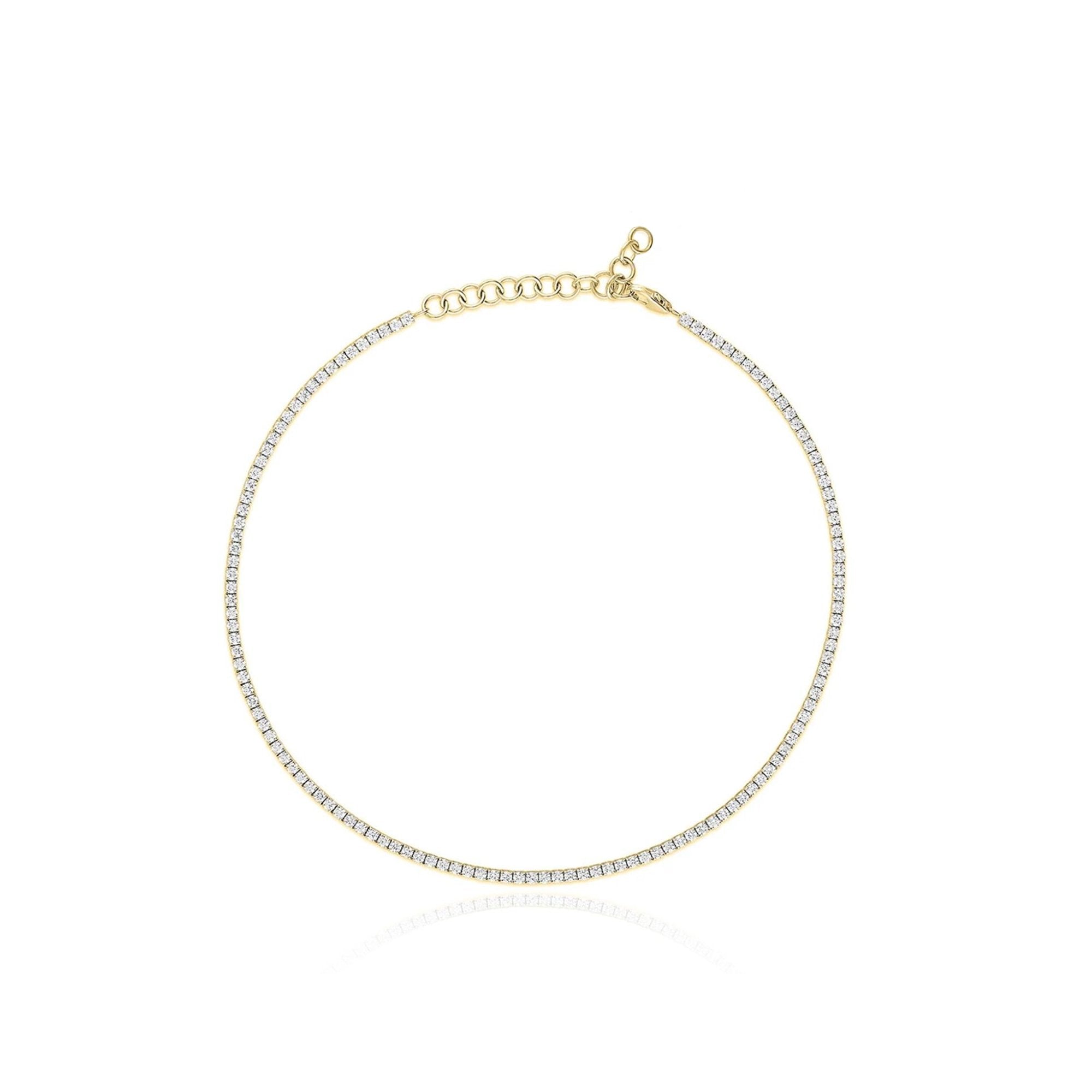 Sterling Silver CZ Tennis Anklet 2.3mm - 14kt Gold Vermeil