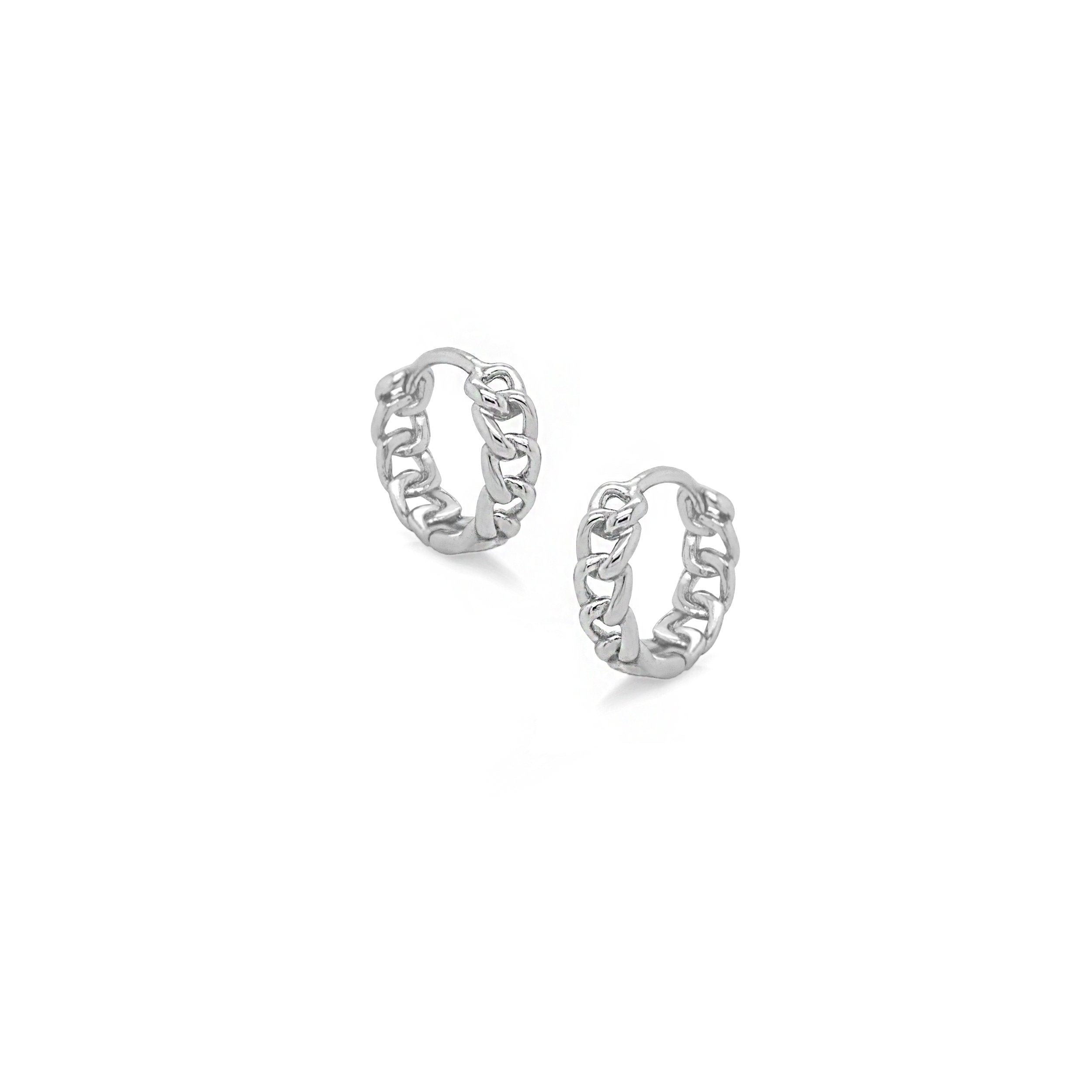 Sterling Silver Curb Chain Huggies