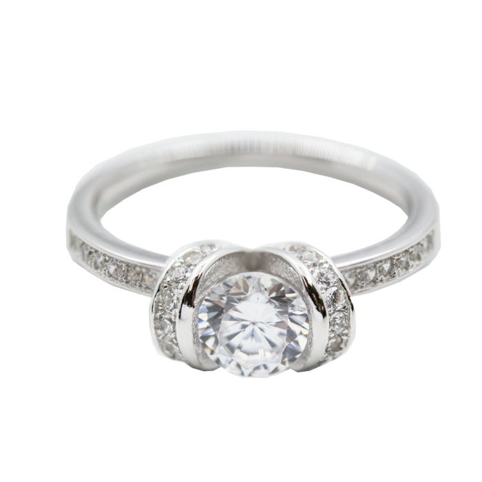 Sterling Silver CZ Engagement Ring