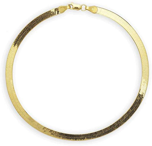 Sterling Silver Herring bone Anklet - 14kt Gold Vermeil