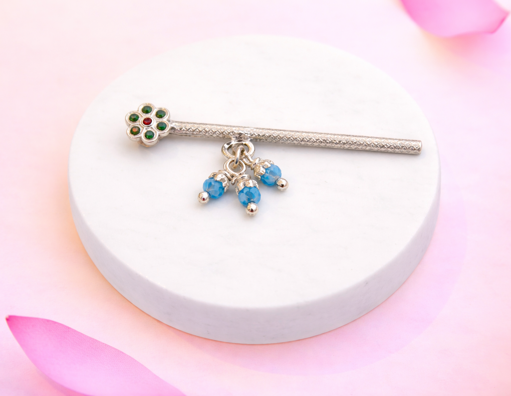 Elegant silver flute with gemstones