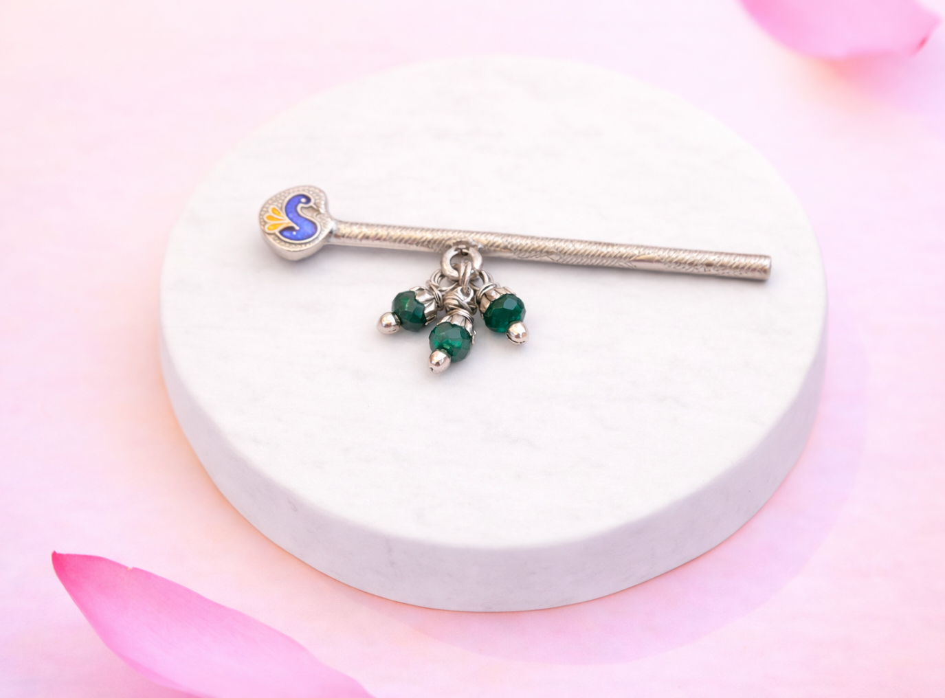 Flute with peacock motif