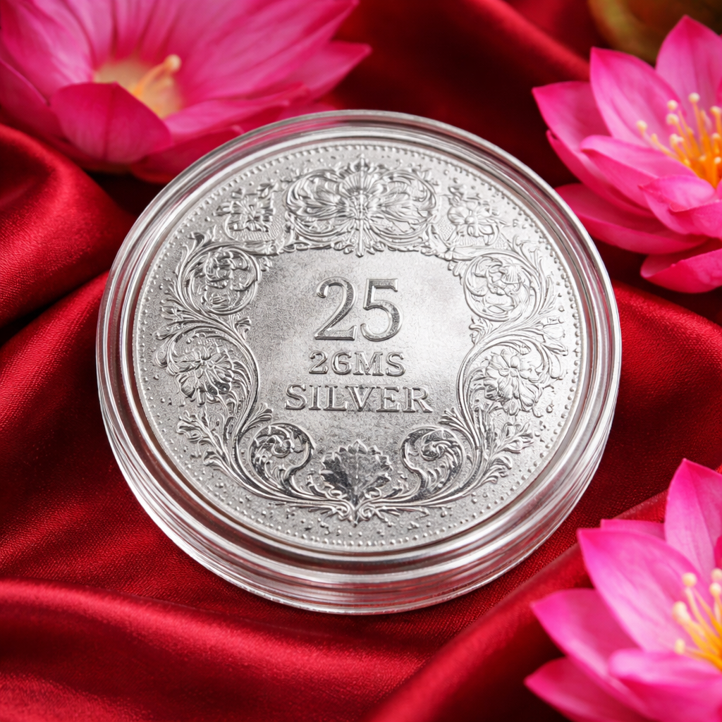 999 Silver Goddess Lakshmi and Lord Ganesh Coin - 25 g