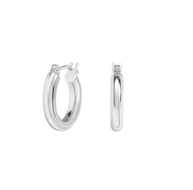 Silver Everyday Glam Hoop Earrings