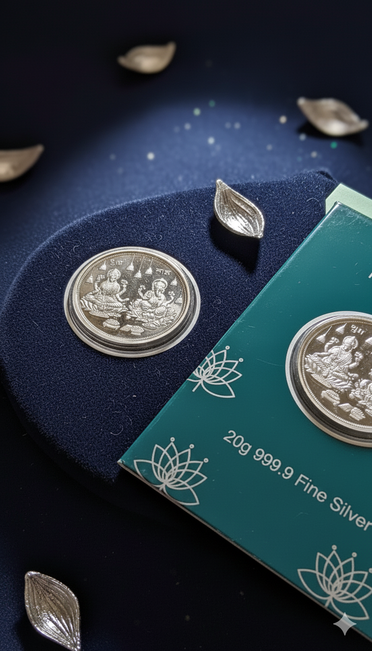 999 Silver Goddess Lakshmi and Lord Ganesh Coin - 20 g