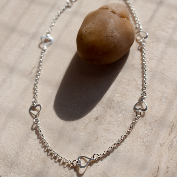 Sterling Silver Open Heart Anklet