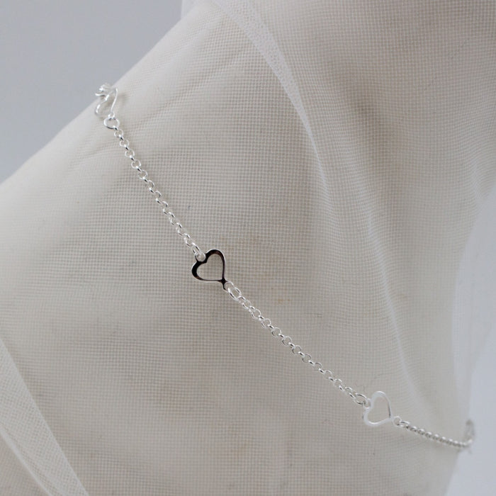 Sterling Silver Open Heart Anklet
