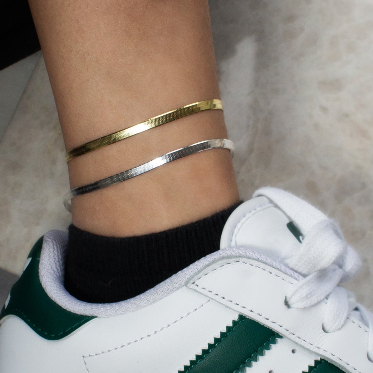 Sterling Silver Herring bone Anklet