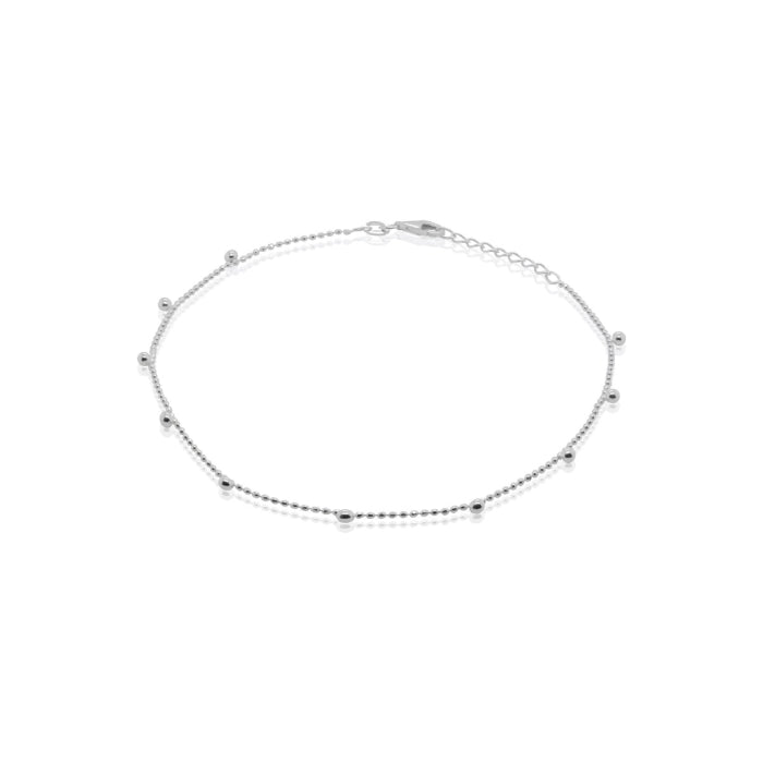 Sterling Silver Fancy Ball Anklet