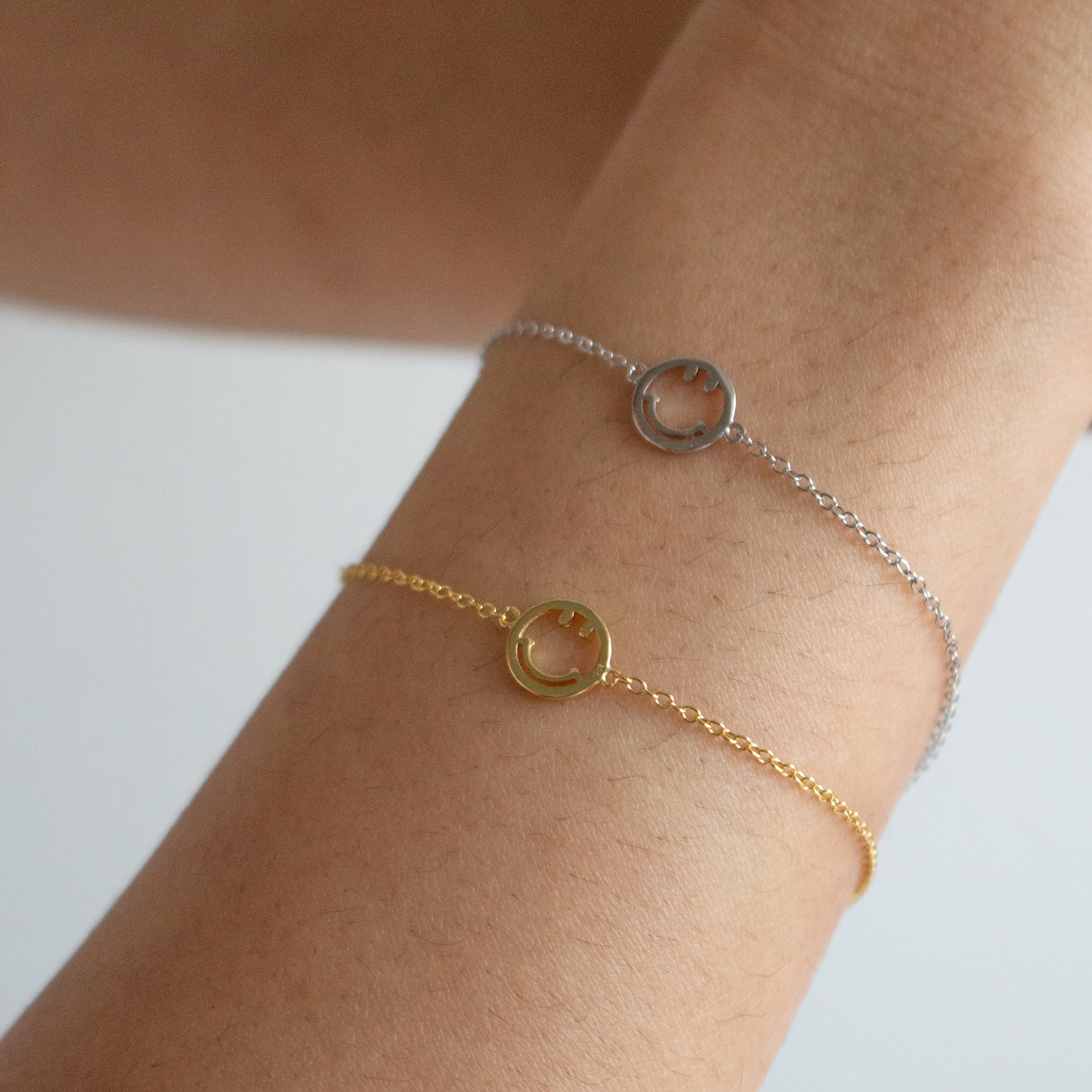 Sterling Silver Smiley Face Bracelet - 14kt Gold Vermeil
