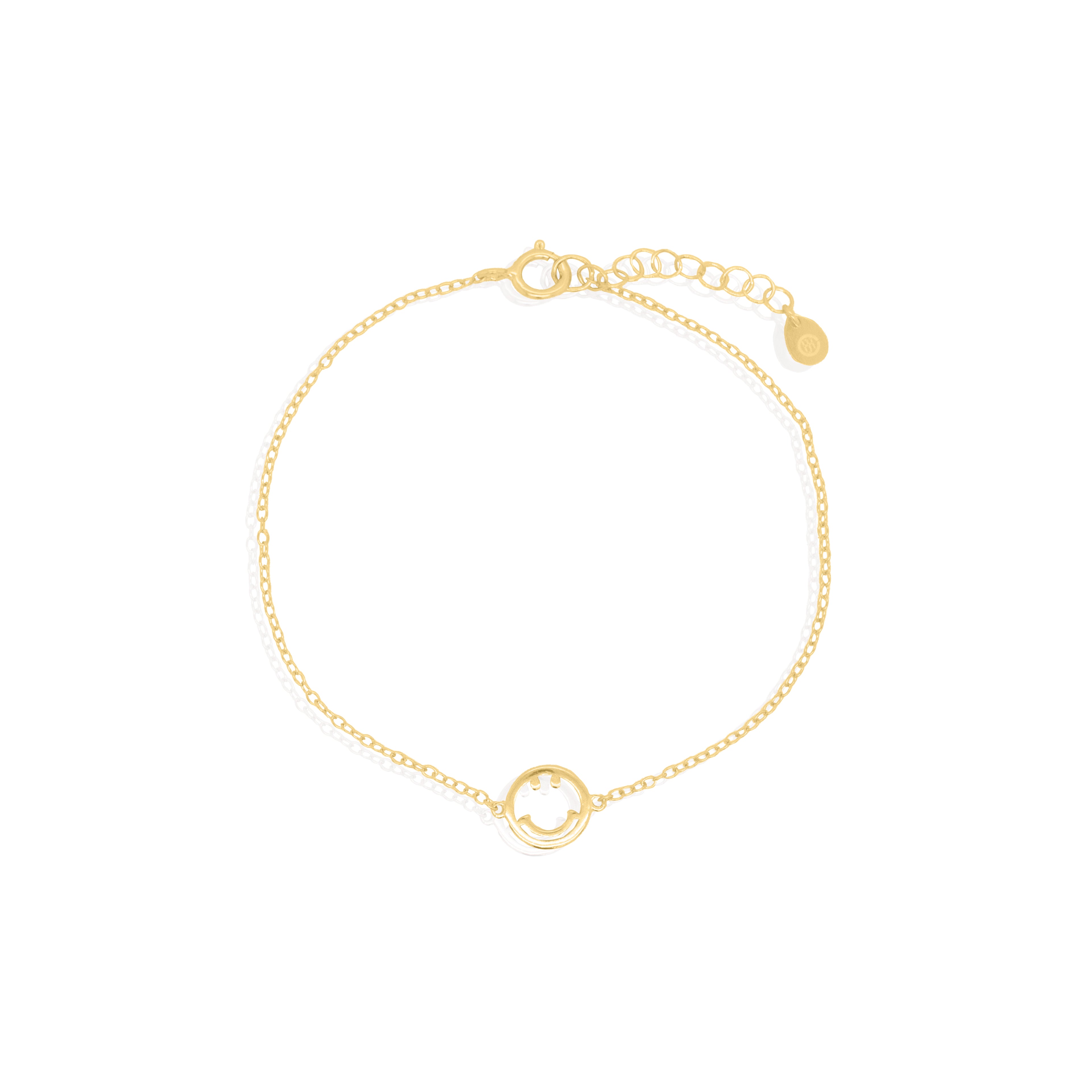 Sterling Silver Smiley Face Bracelet - 14kt Gold Vermeil