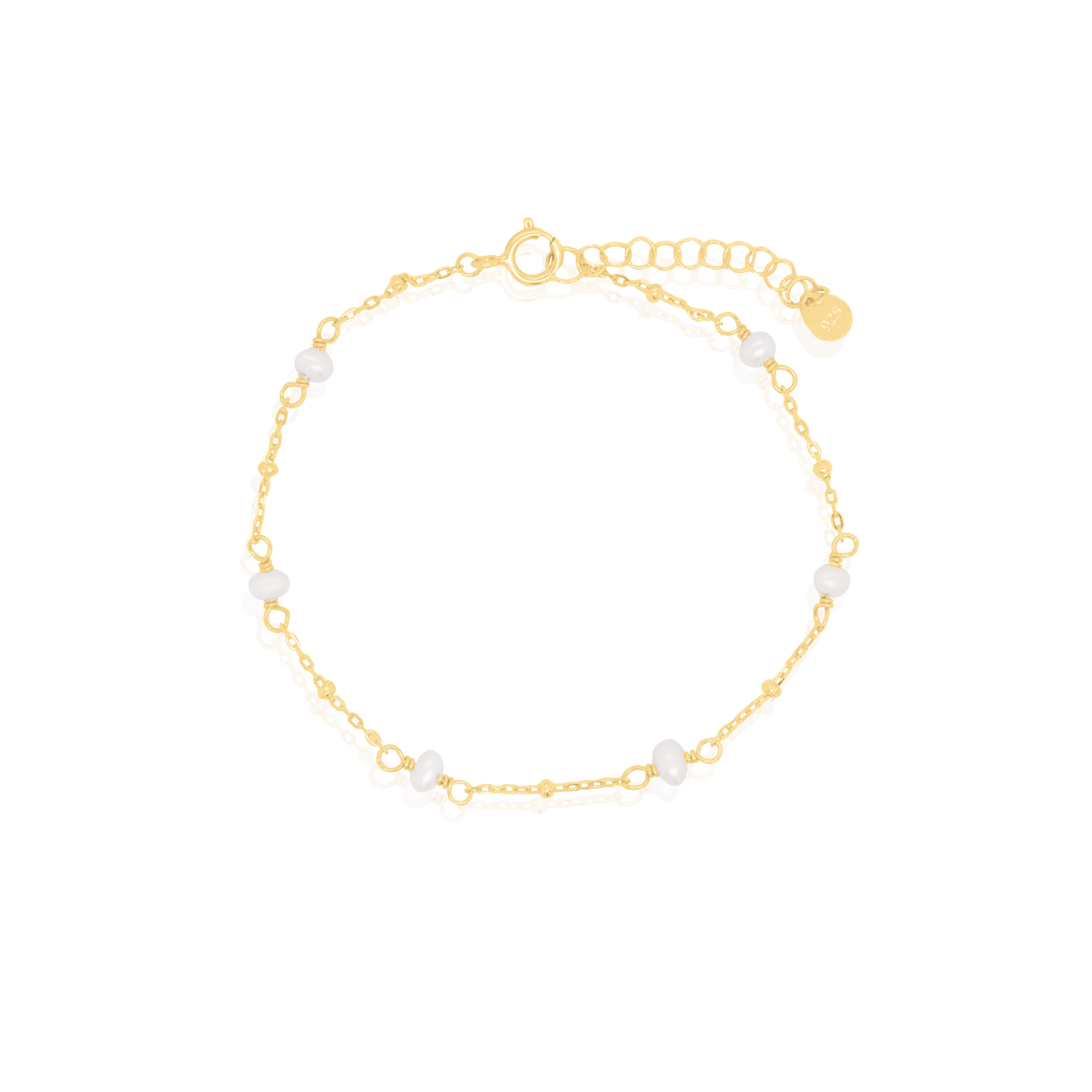 Sterling Silver Freshwater Pearl Bracelet -  14kt Gold Vermeil