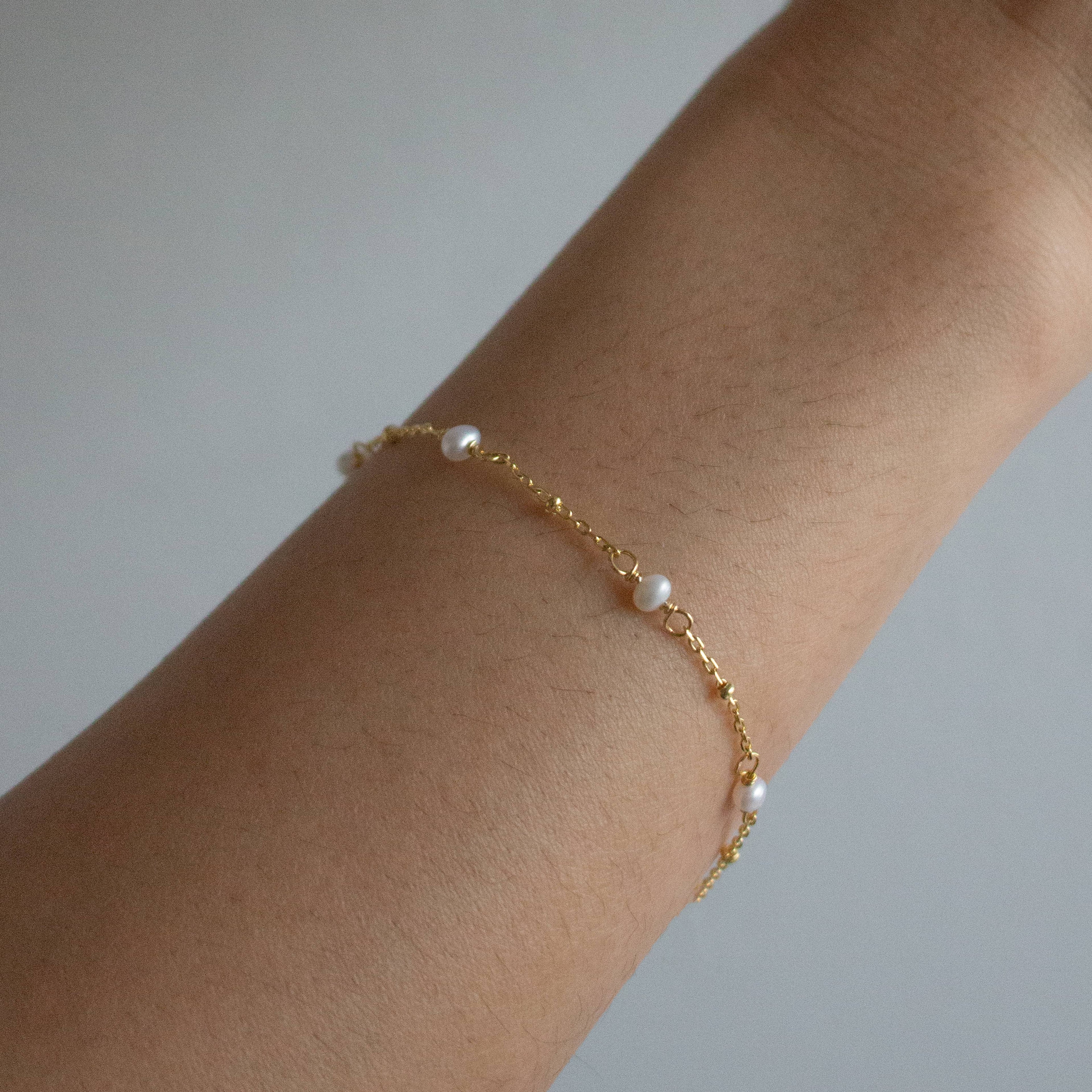 Sterling Silver Freshwater Pearl Bracelet -  14kt Gold Vermeil