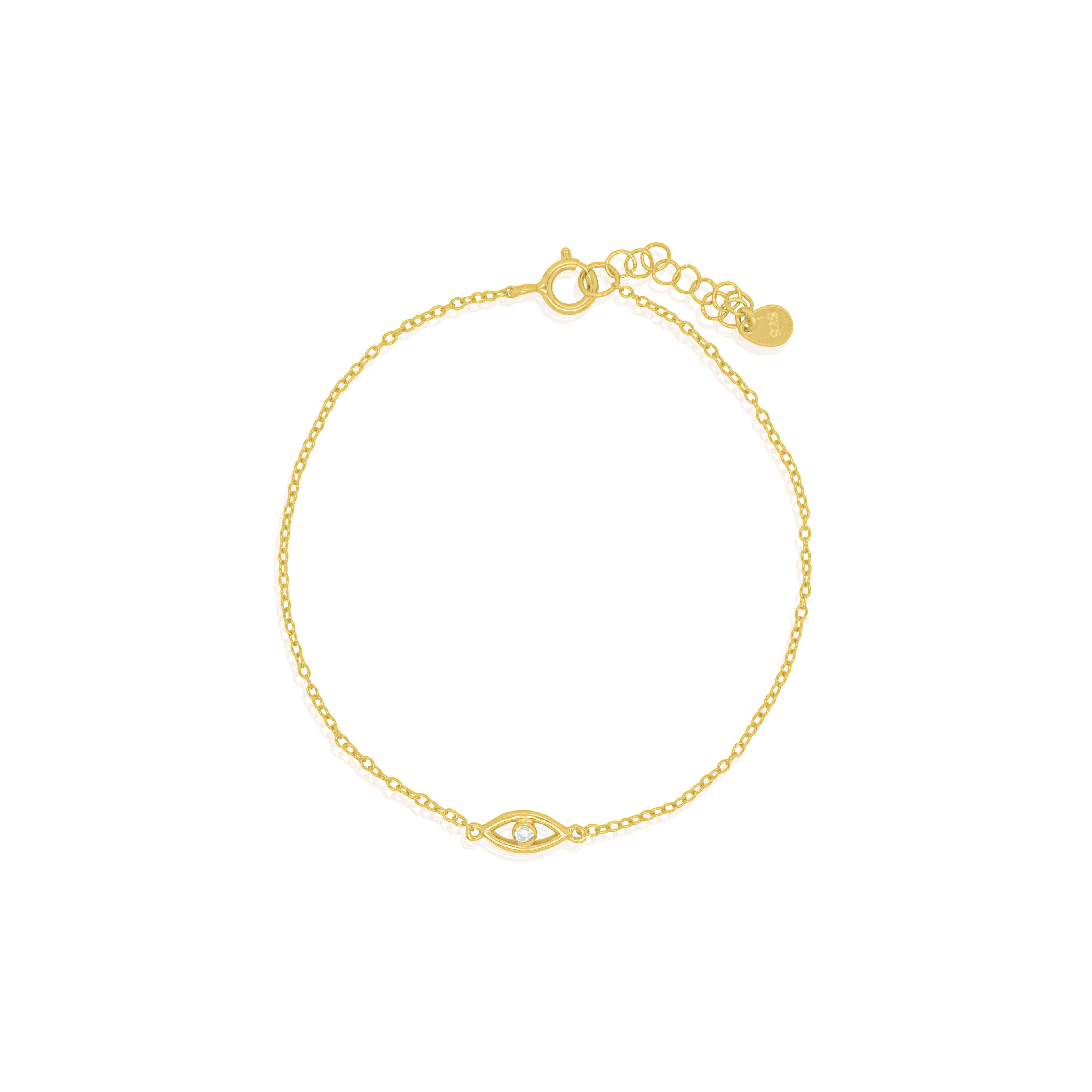 Sterling Silver CZ Cutout Evil Eye Bracelet - 14kt Gold Vermeil