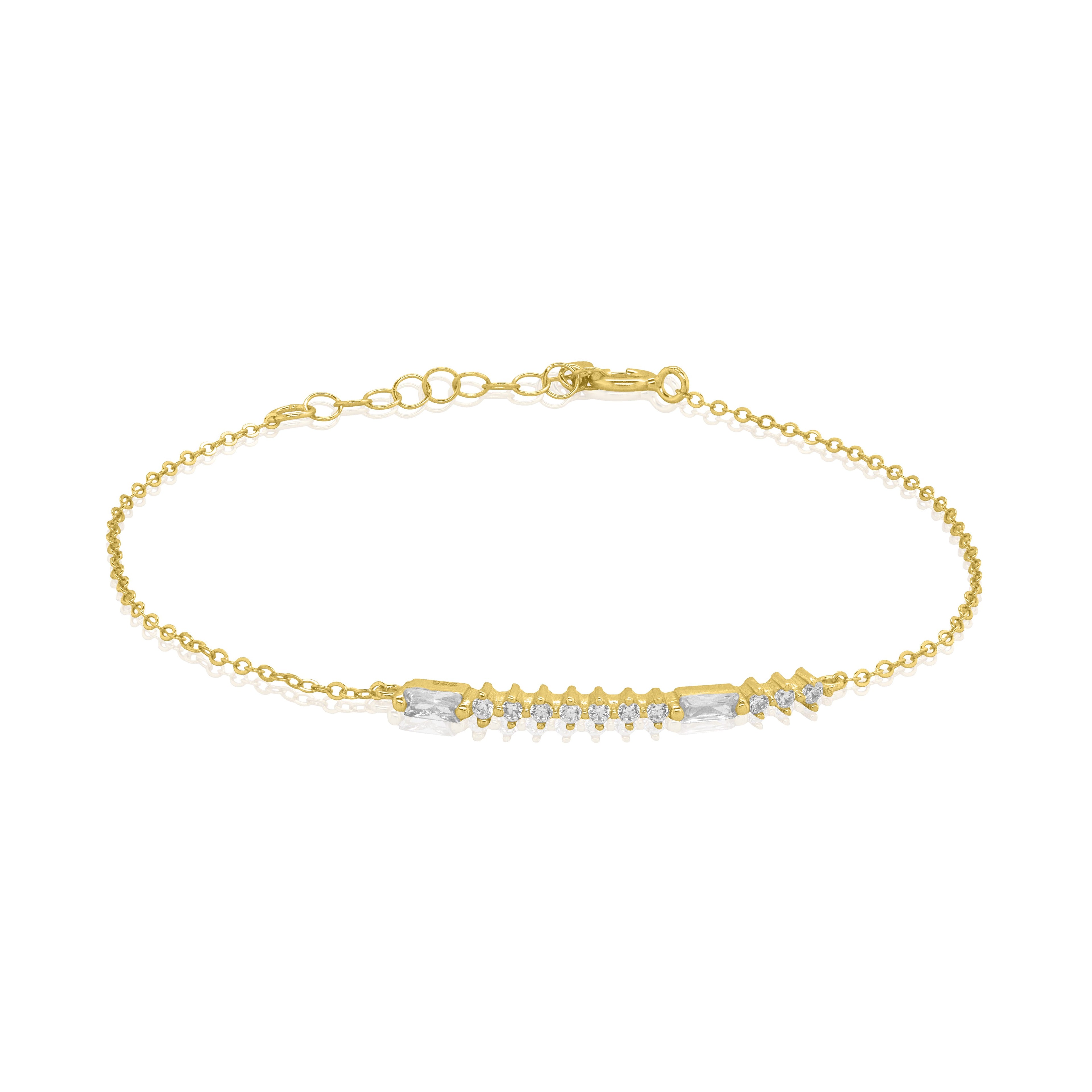 Sterling Silver CZ Morse Code Bestie  Bracelet - 14kt Gold Vermeil