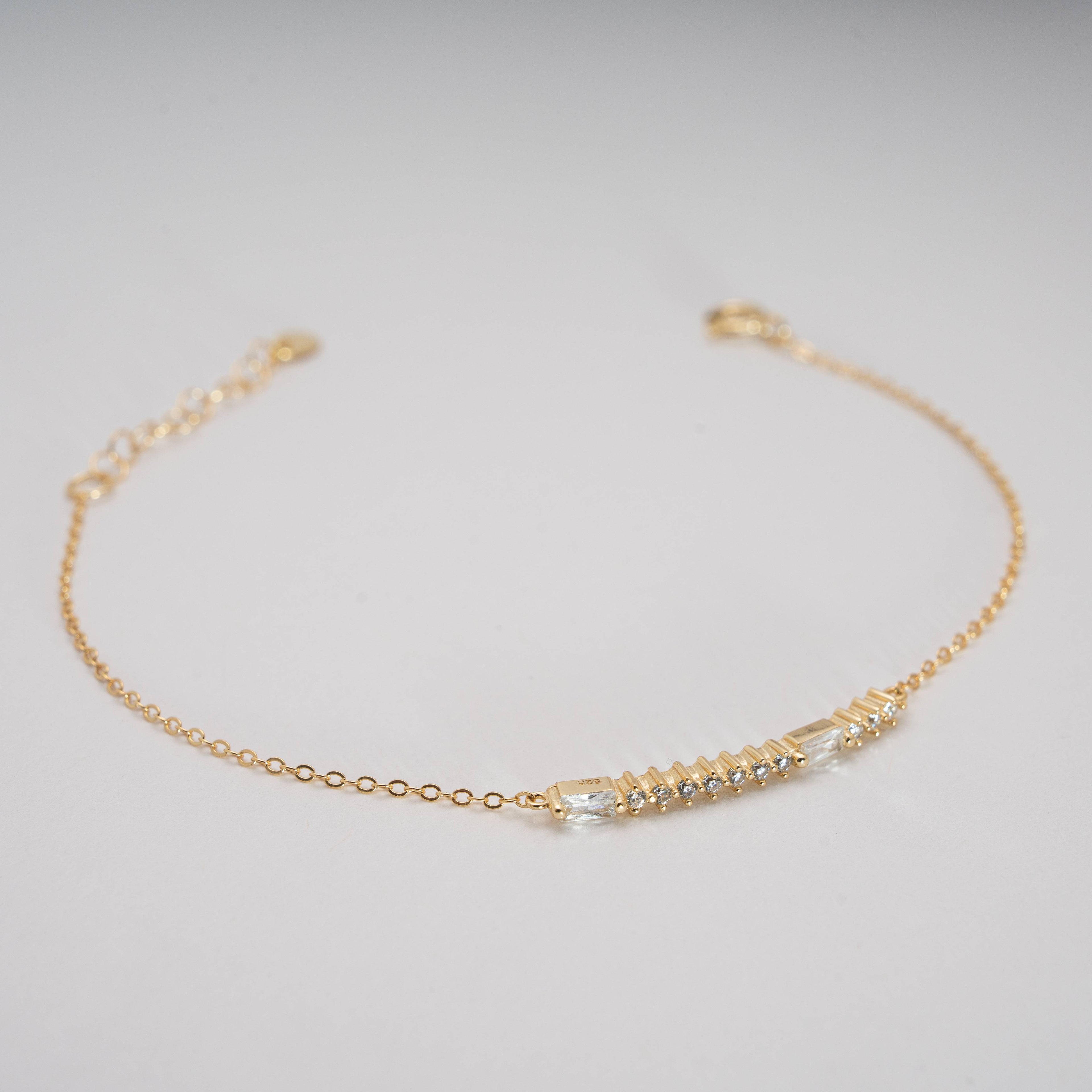 Sterling Silver CZ Morse Code Bestie  Bracelet - 14kt Gold Vermeil