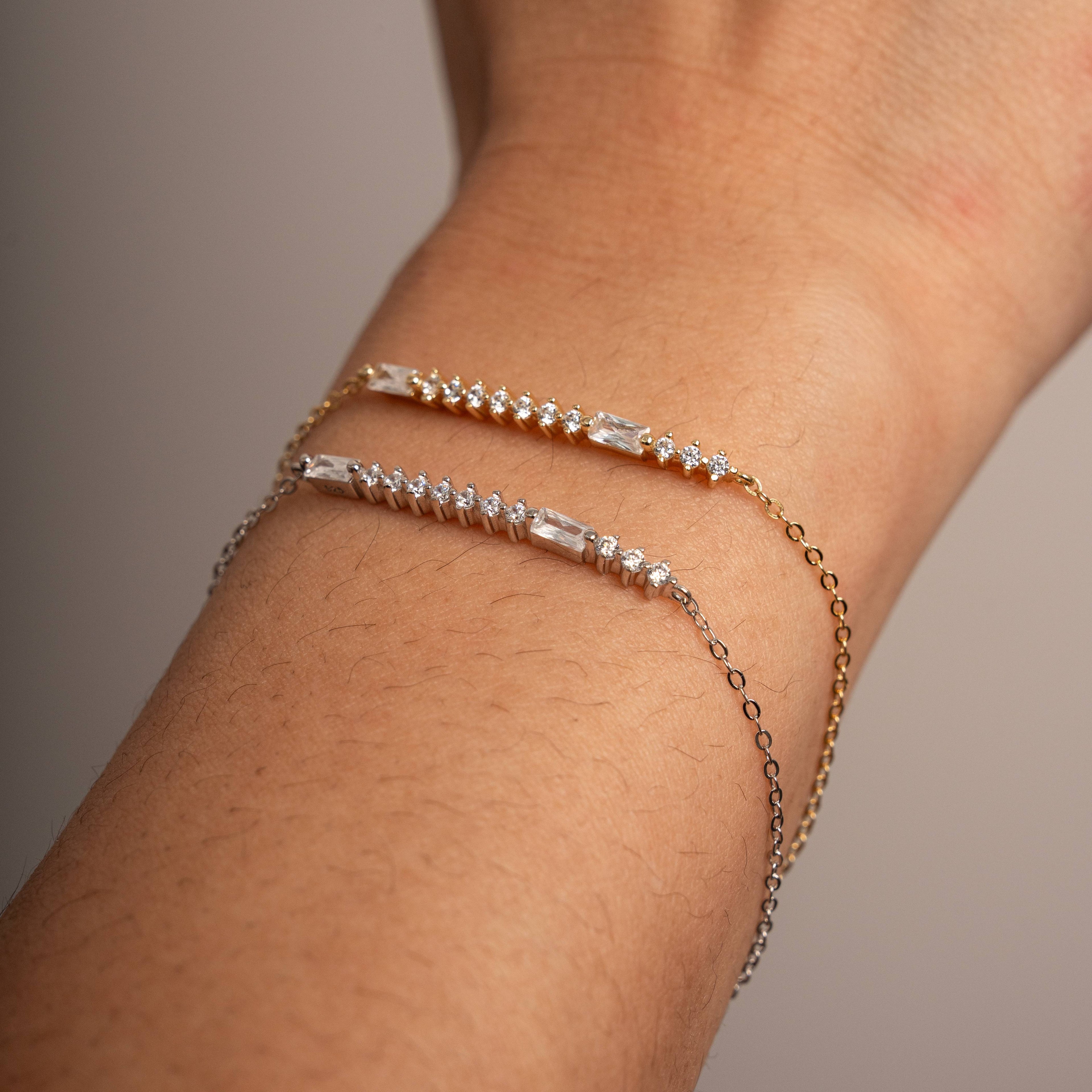Sterling Silver CZ Morse Code Bestie  Bracelet