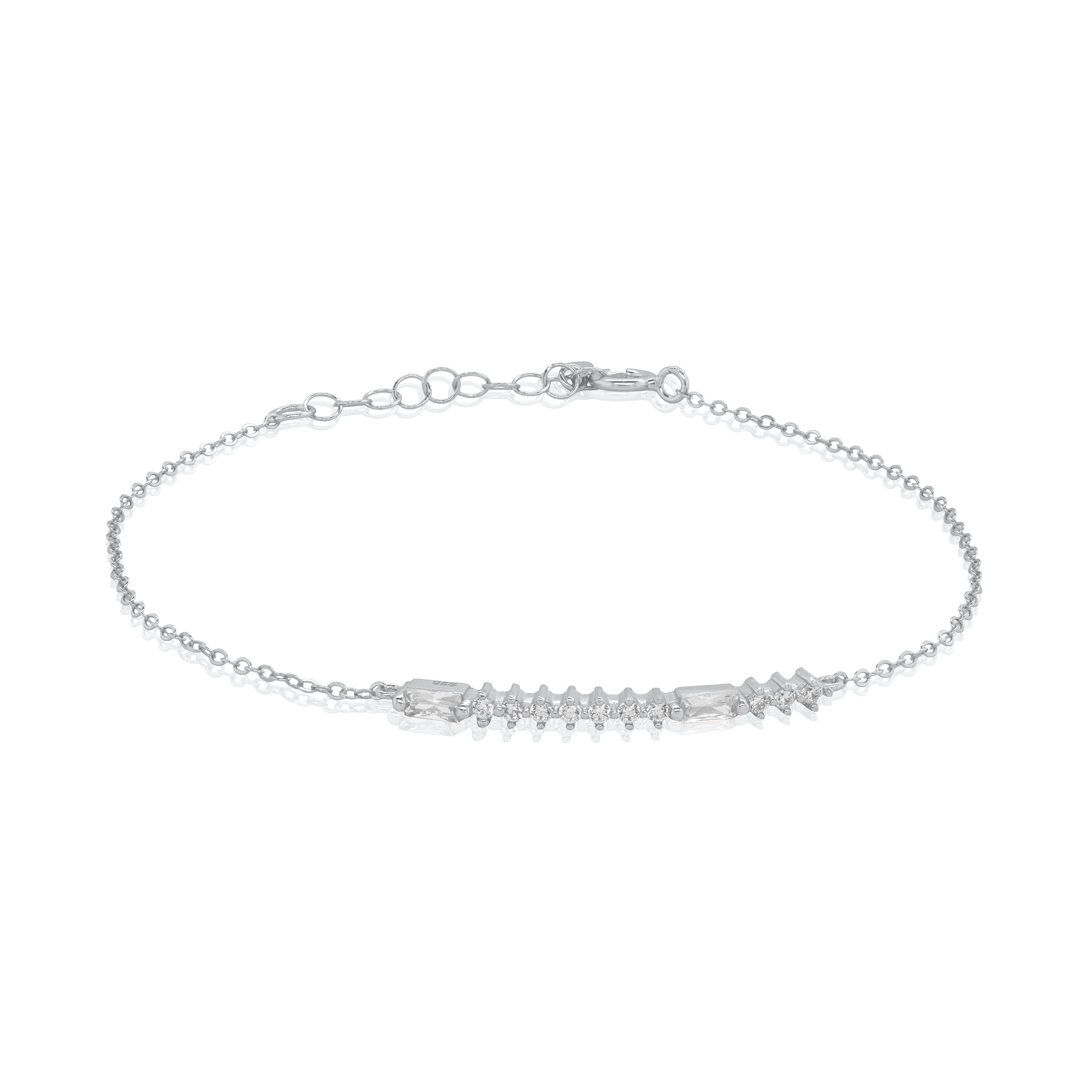 Sterling Silver CZ Morse Code Bestie  Bracelet