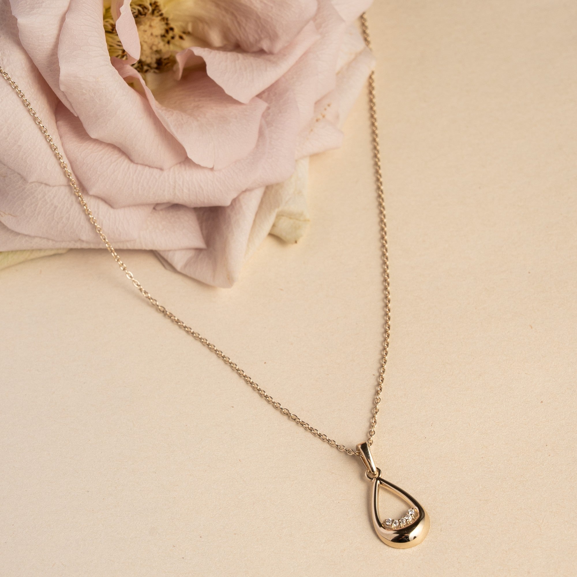 Sterling Silver 14kt Gold Vermeil Cz Teardrop Pendant Necklace