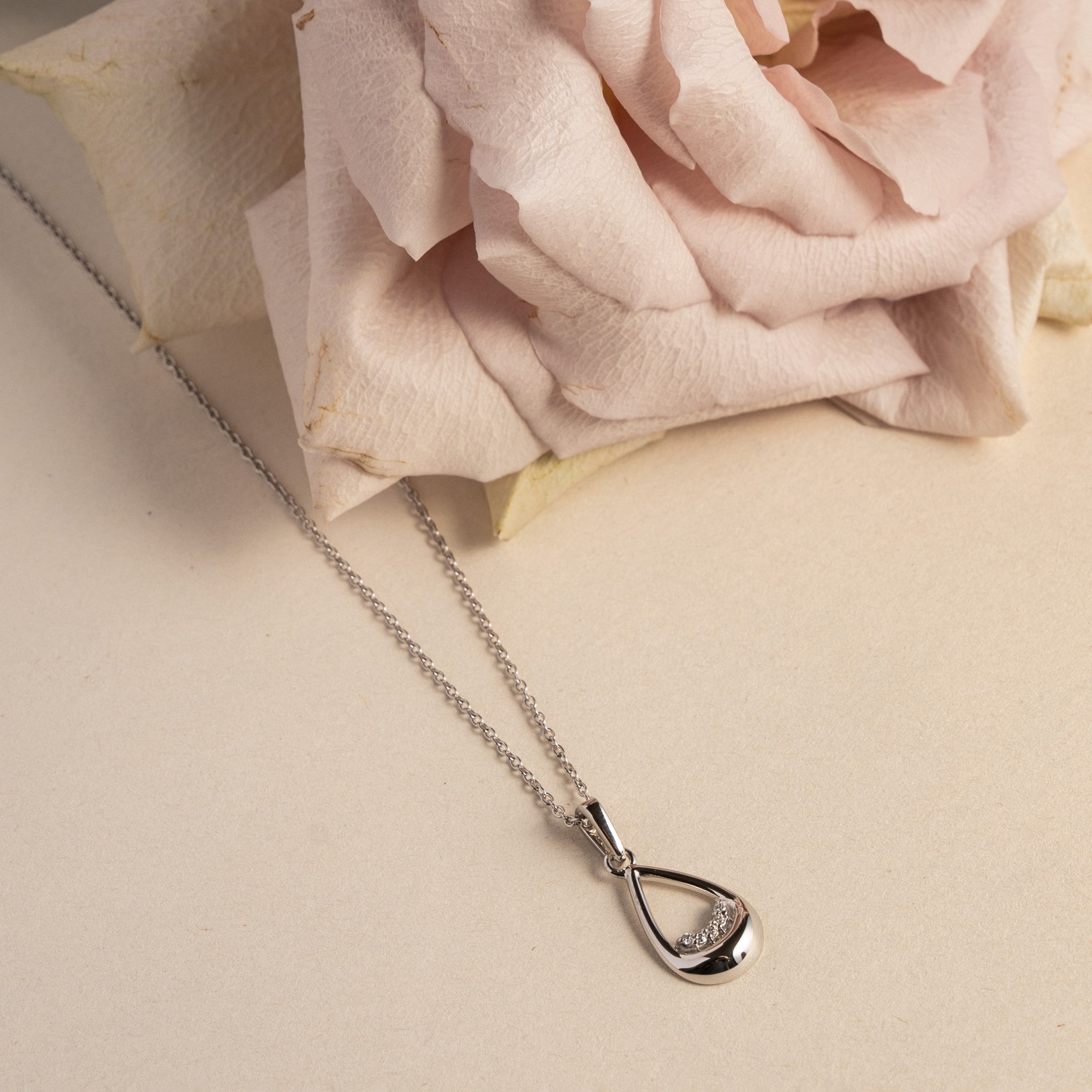 Sterling Silver Cz Teardrop Pendant Necklace