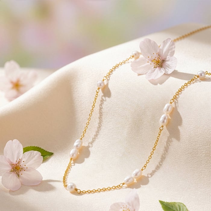 Sterling Silver 14kt Gold Vermeil Freshwater Pearl Necklace