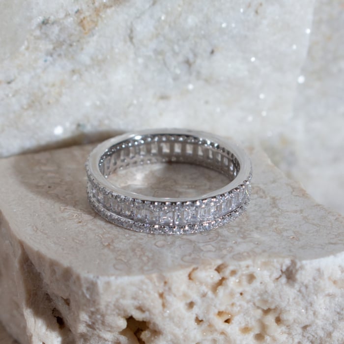 Sterling Silver CZ Baguette Band Ring