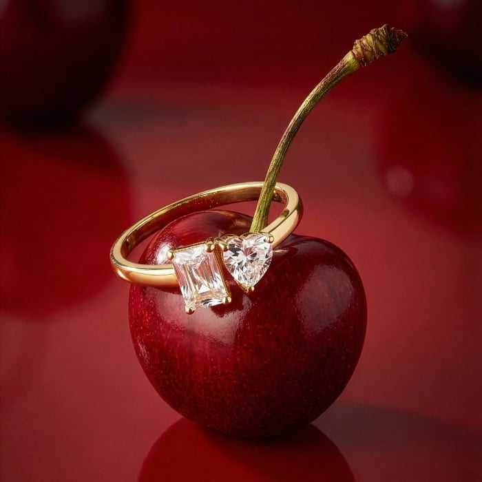 Sterling Silver Moi Et Toi CZ Ring - 14kt Gold Vermeil