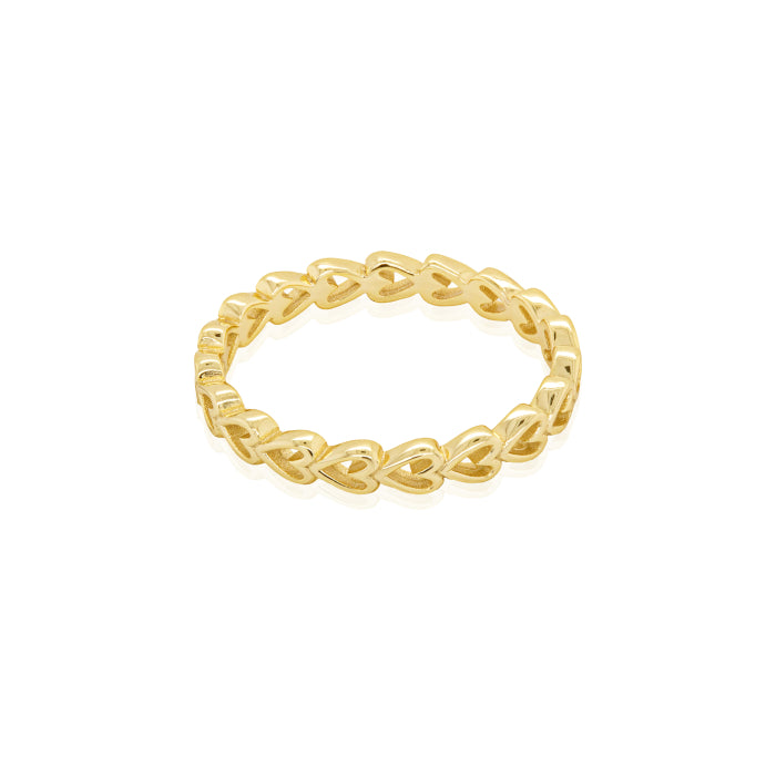 Sterling Silver Eternity Heart Band Ring - 14kt Gold Vermeil