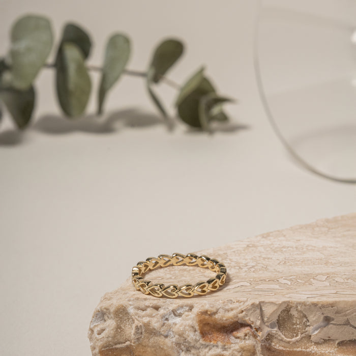 Sterling Silver Eternity Heart Band Ring - 14kt Gold Vermeil