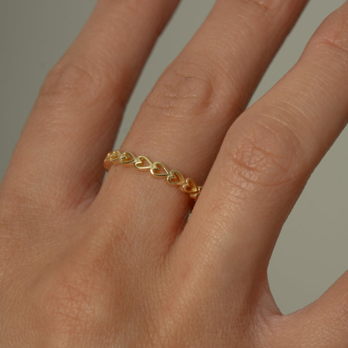 Sterling Silver Eternity Heart Band Ring - 14kt Gold Vermeil