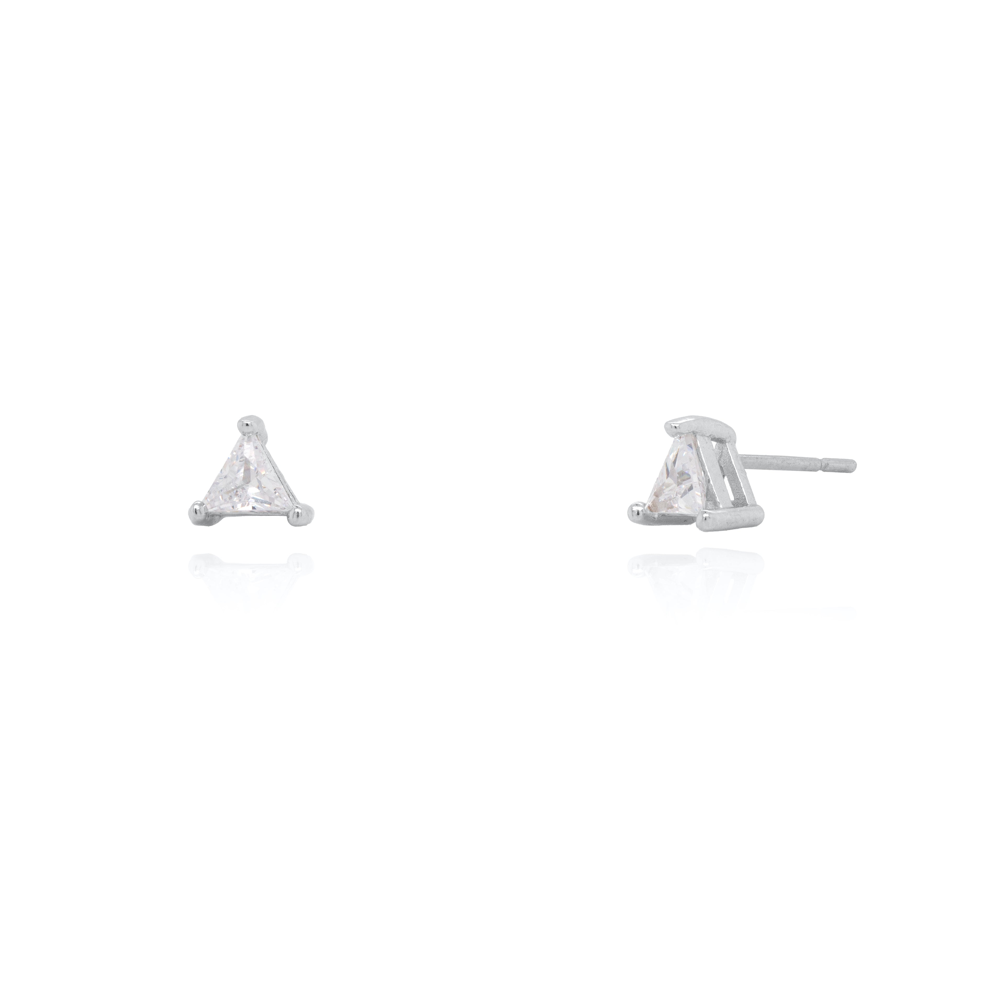 Sterling Silver Cubic Zirconia Mini Triangle Studs