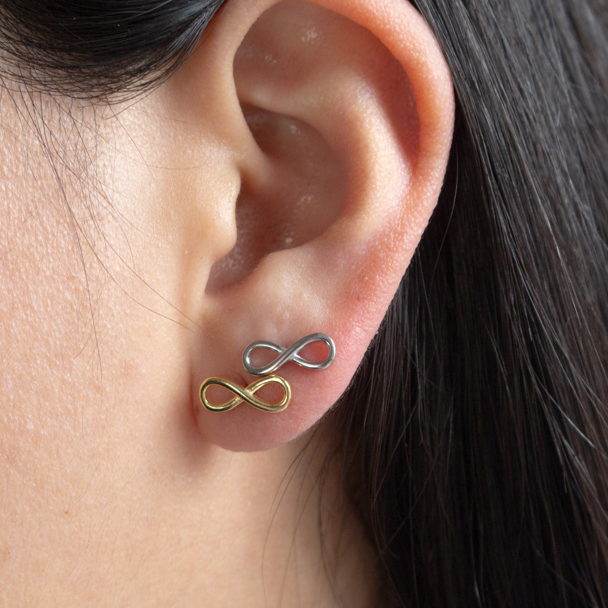 Sterling Silver Infinity Stud Earrings