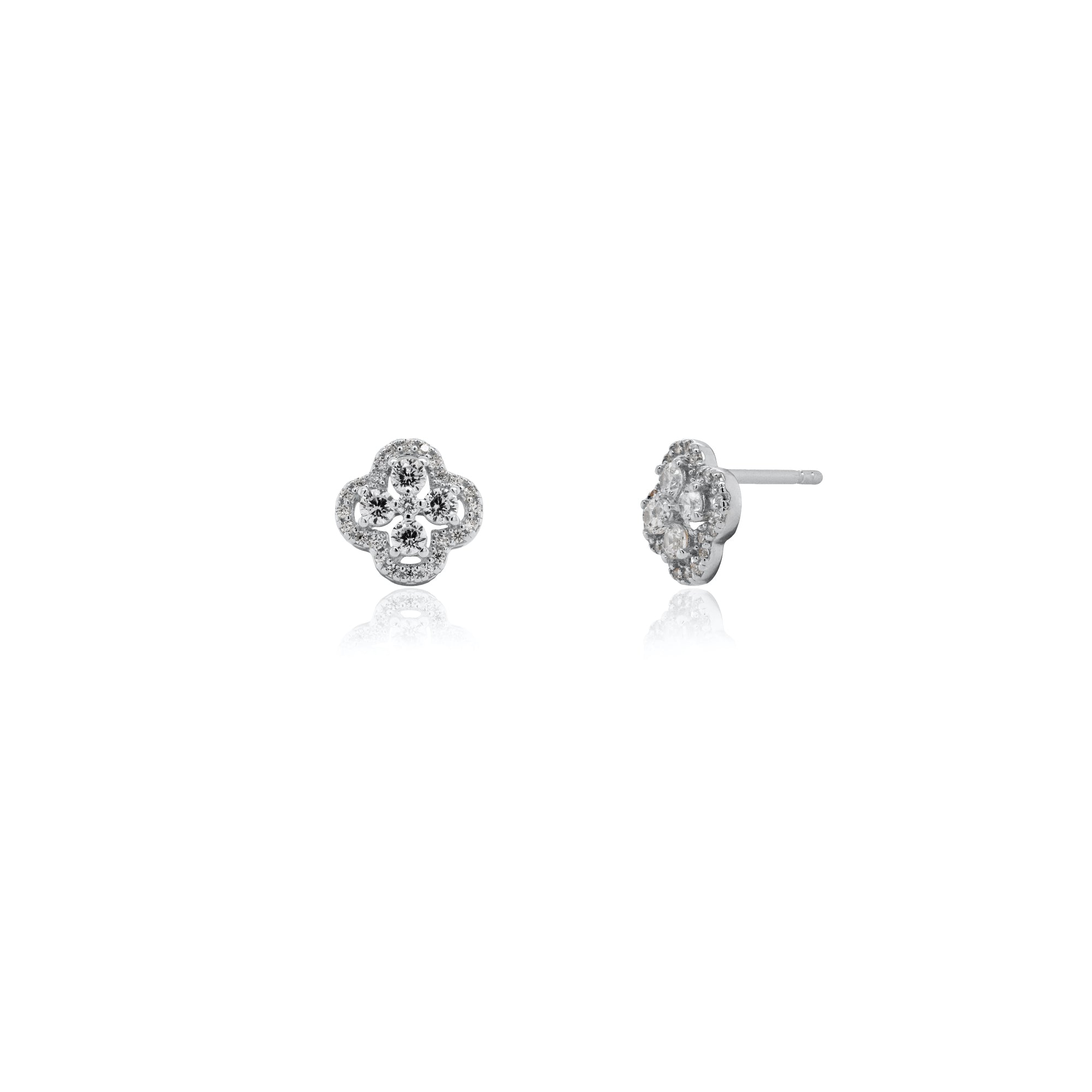Sterling Silver Clover Stud Earrings