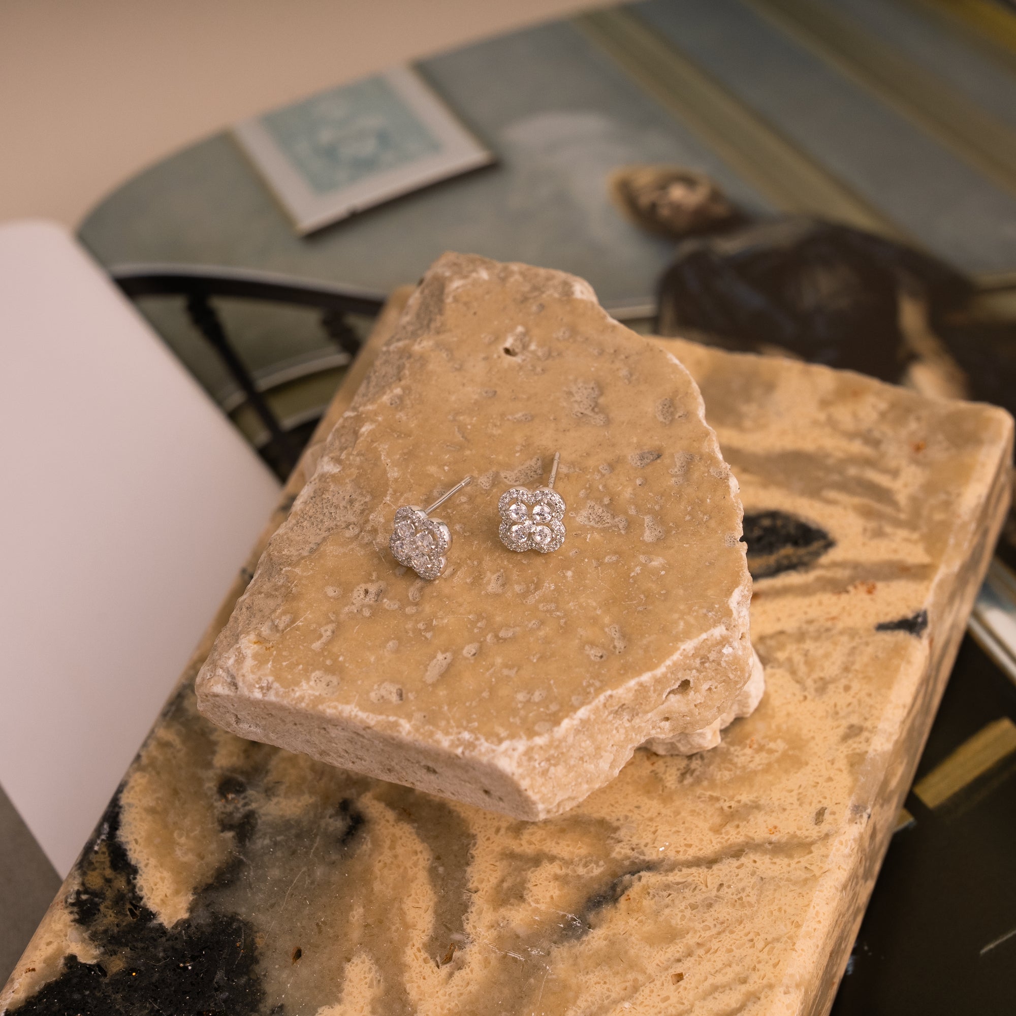 Sterling Silver Clover Stud Earrings