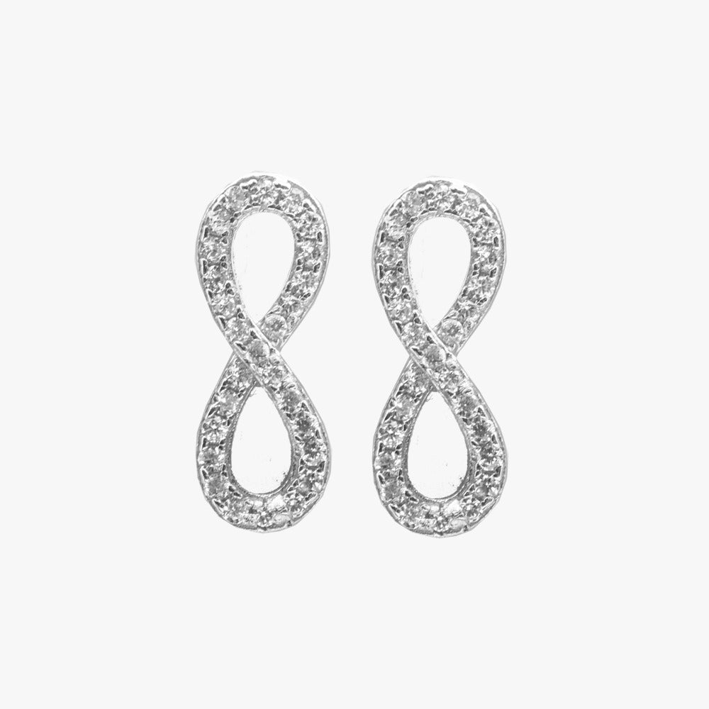 Sterling Silver Infinity Stud Cz Earrings